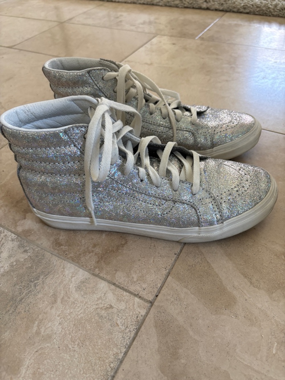 Vans Silver Glitter High-Top Sneakers - Women's - Picture 5 of 5